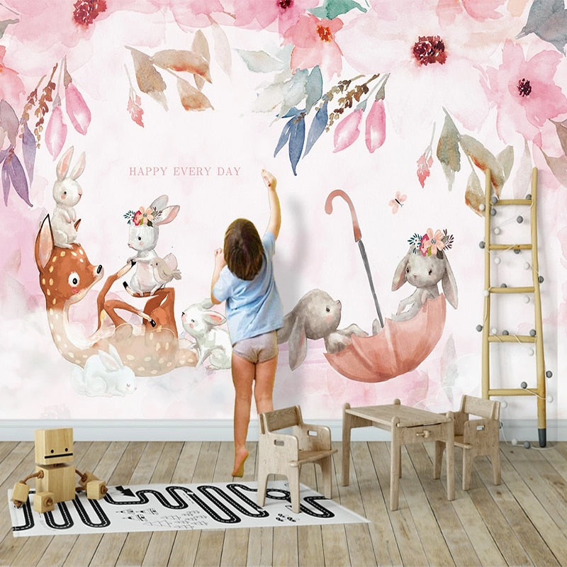 Animals Wallpaper <br/> Umbrella and Flowers