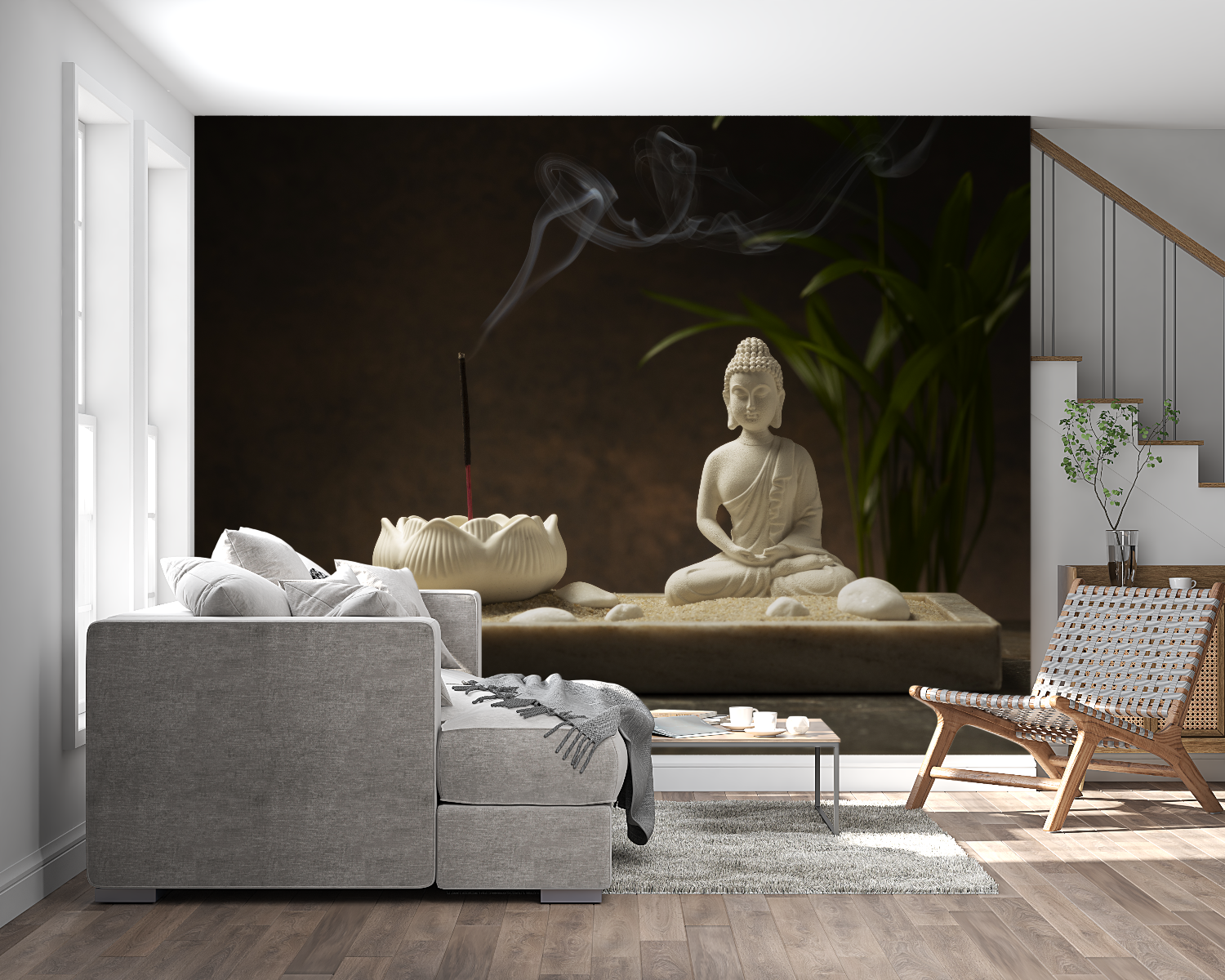 Papier Peint Zen Bouddha Encens - salon