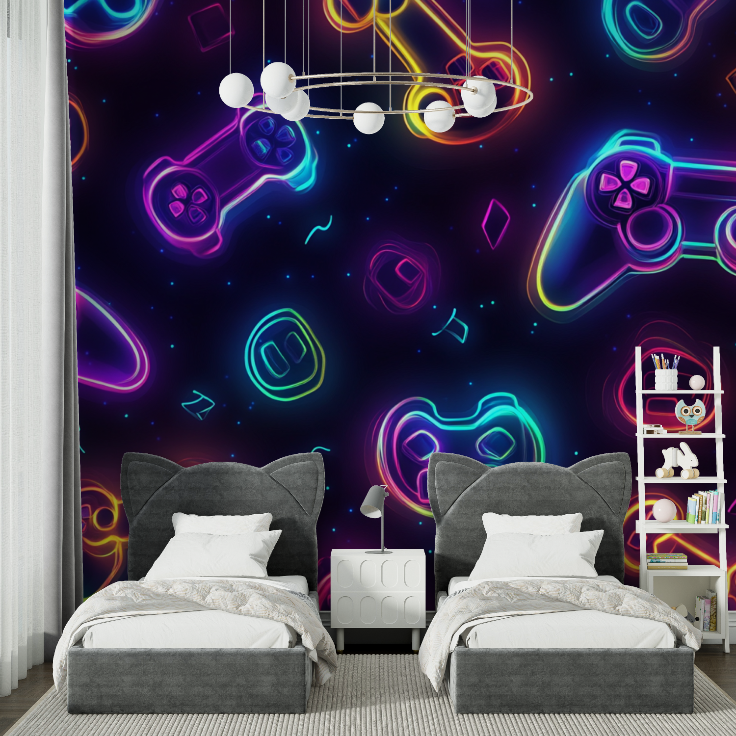 Papier peint neon gamer patroon chambre spiderman