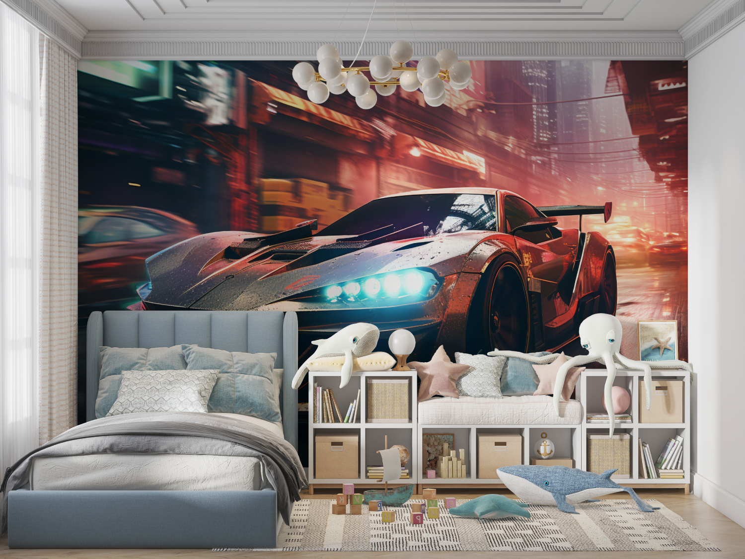Neon Race Car Wallpaper | Murals Wallpaper