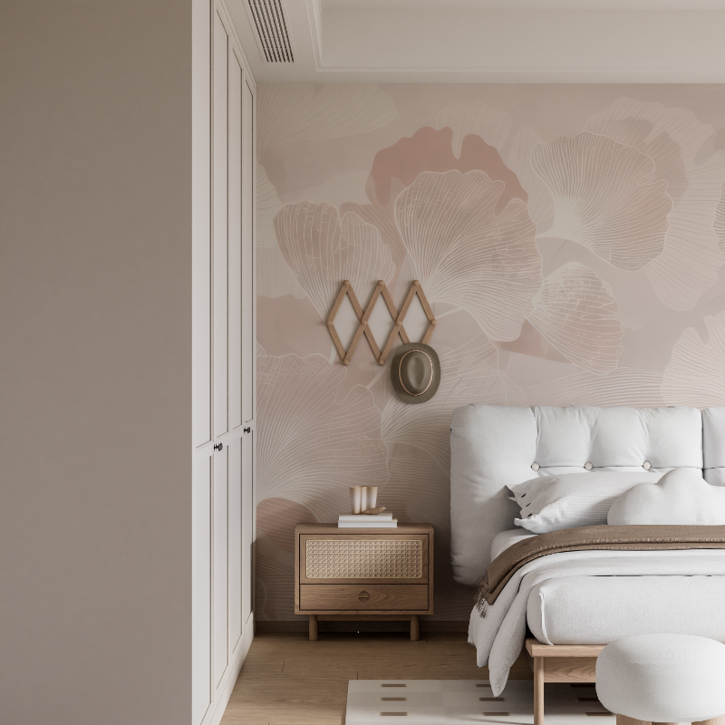 Powder Pink Floral Cocooning Wallpaper | Murals Wallpaper