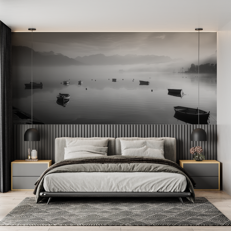 Black and White Wallpaper Lake Annecy | Murals Wallpaper