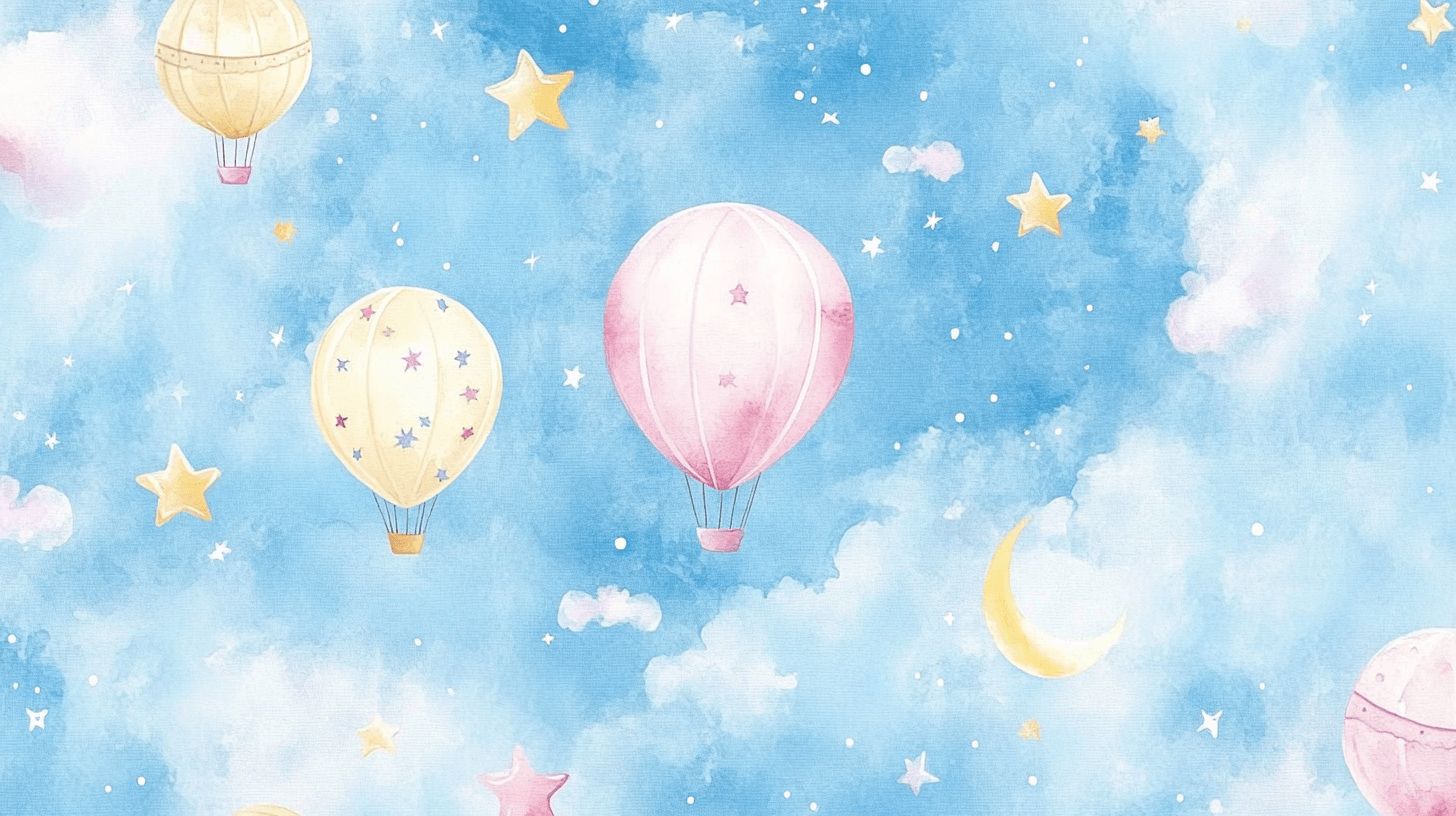 Colorful Hot Air Balloon and Stars Wallpaper | Murals Wallpaper