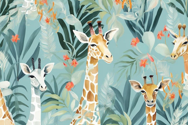 Baby giraffe designer wallpaper