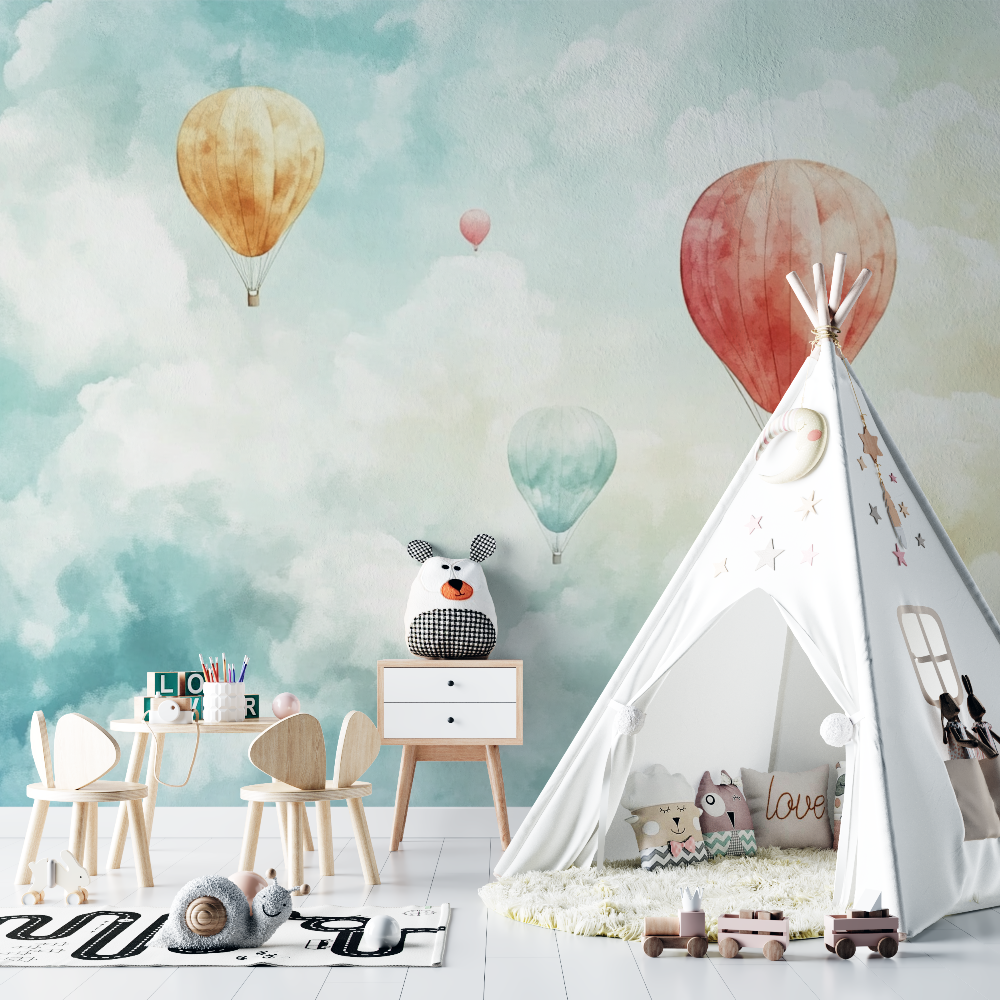 Hot Air Balloon and Cloud Cotton Wallpaper | Murals Wallpaper