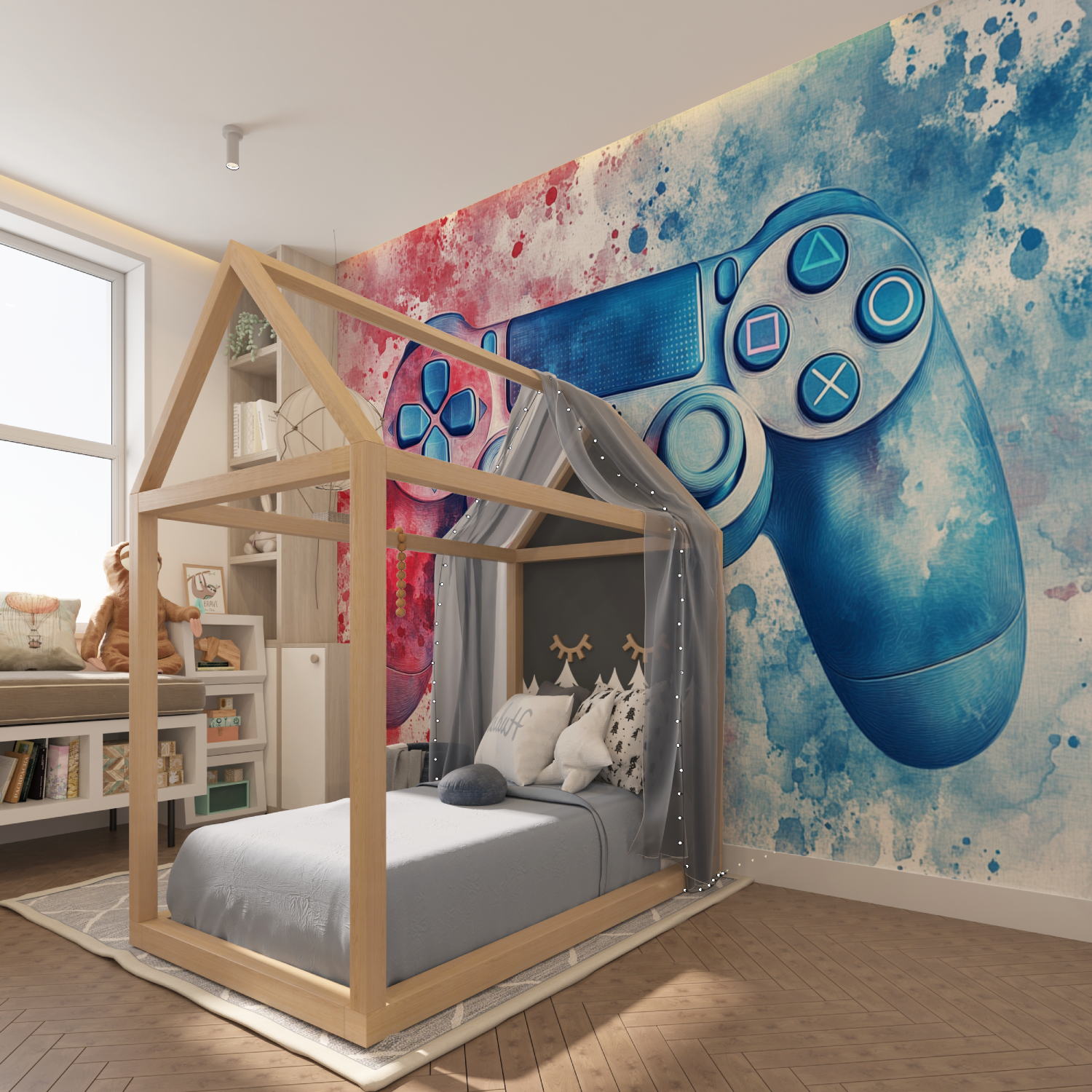 Watercolor Gamer Splash Wallpaper | Murals Wallpaper