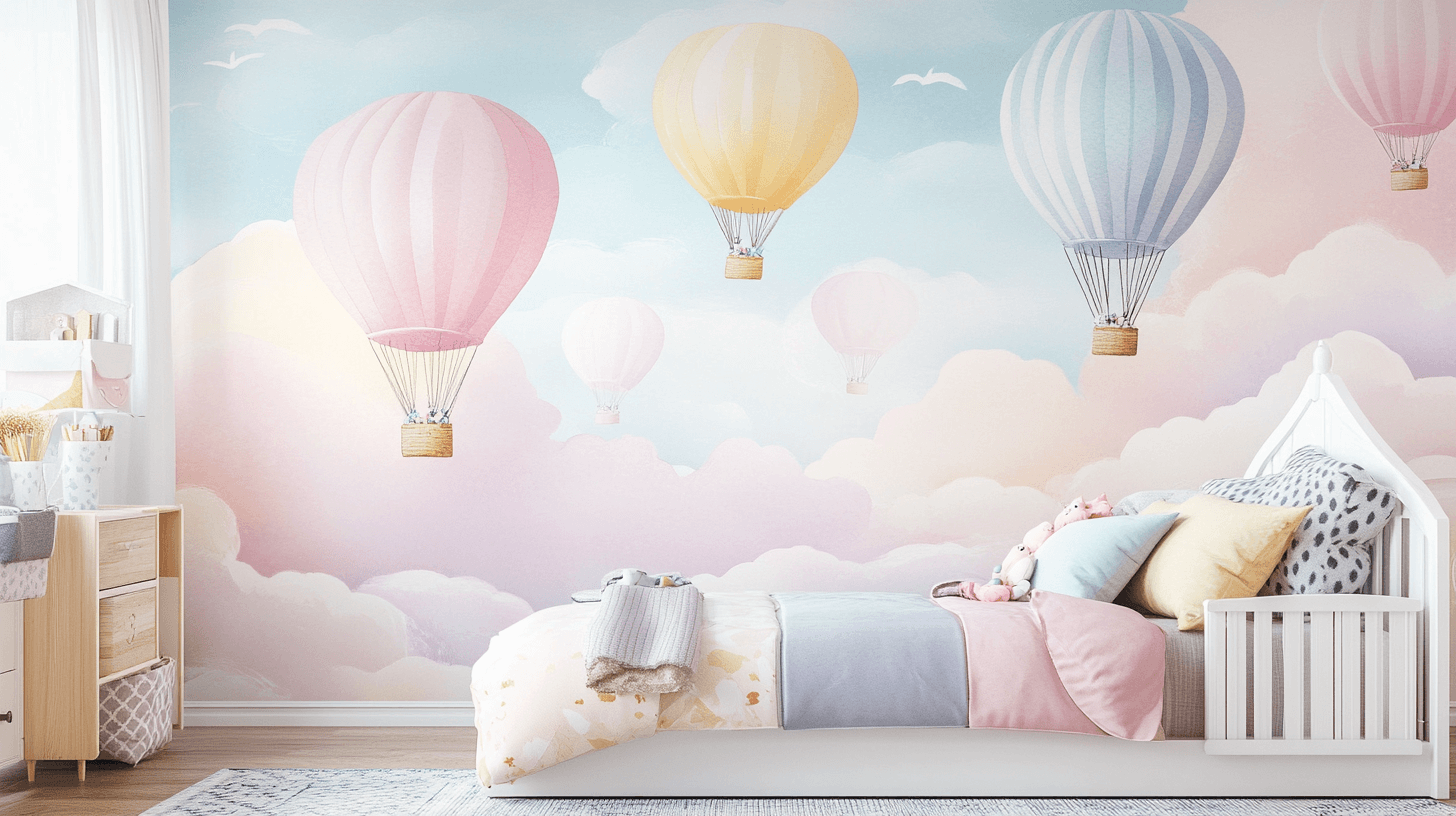 Hot Air Balloon and Twilight Sky Wallpaper | Murals Wallpaper