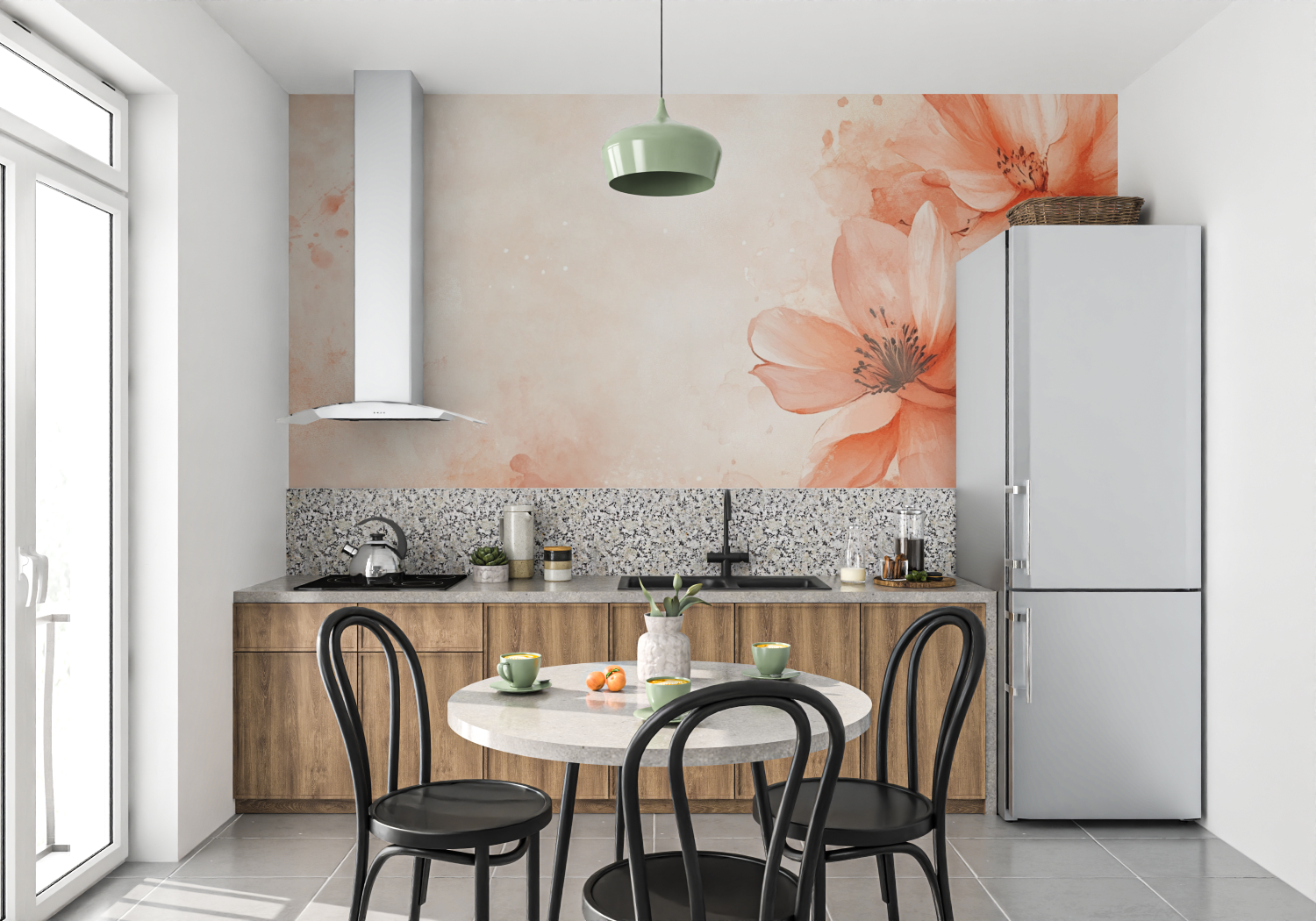 Terracotta Floral Watercolor Wallpaper | Murals Wallpaper