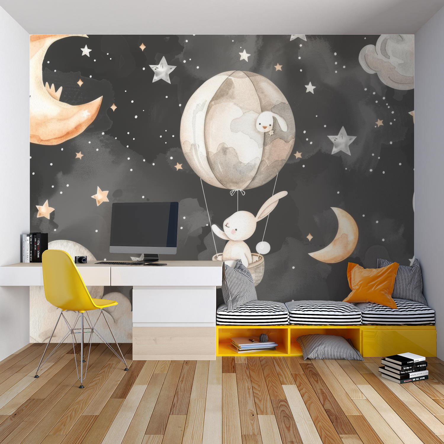 Papier Peint Enfant Lune Nocturne - tapisserie garçon