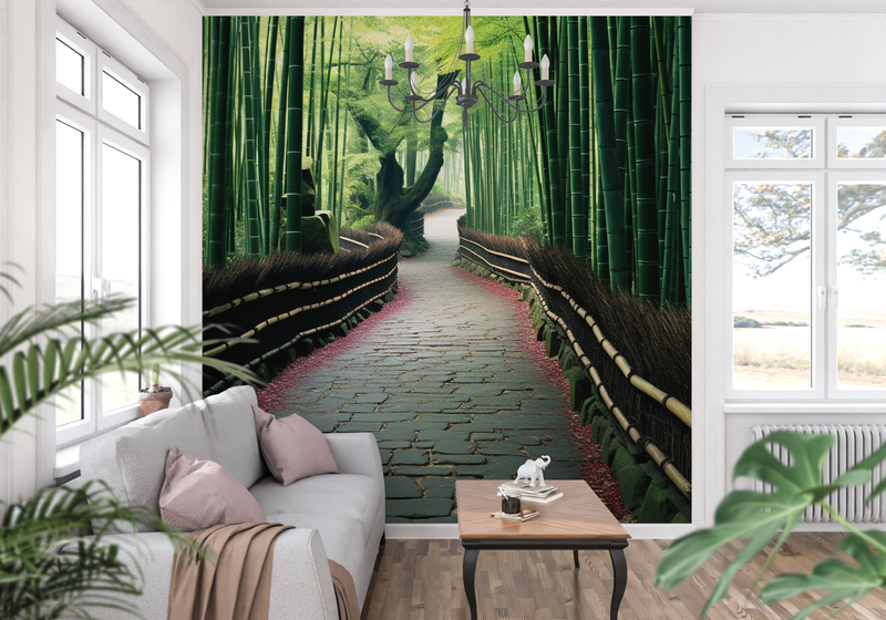 Papier Peint Bambou Zen - trompe l'oeil