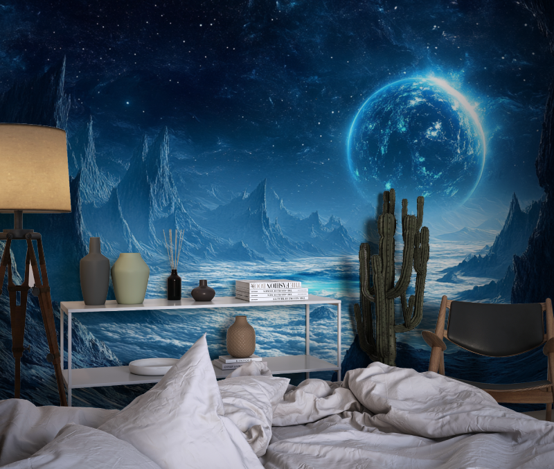 Papier peint vaisseau spatial a... une planete chambre dado1