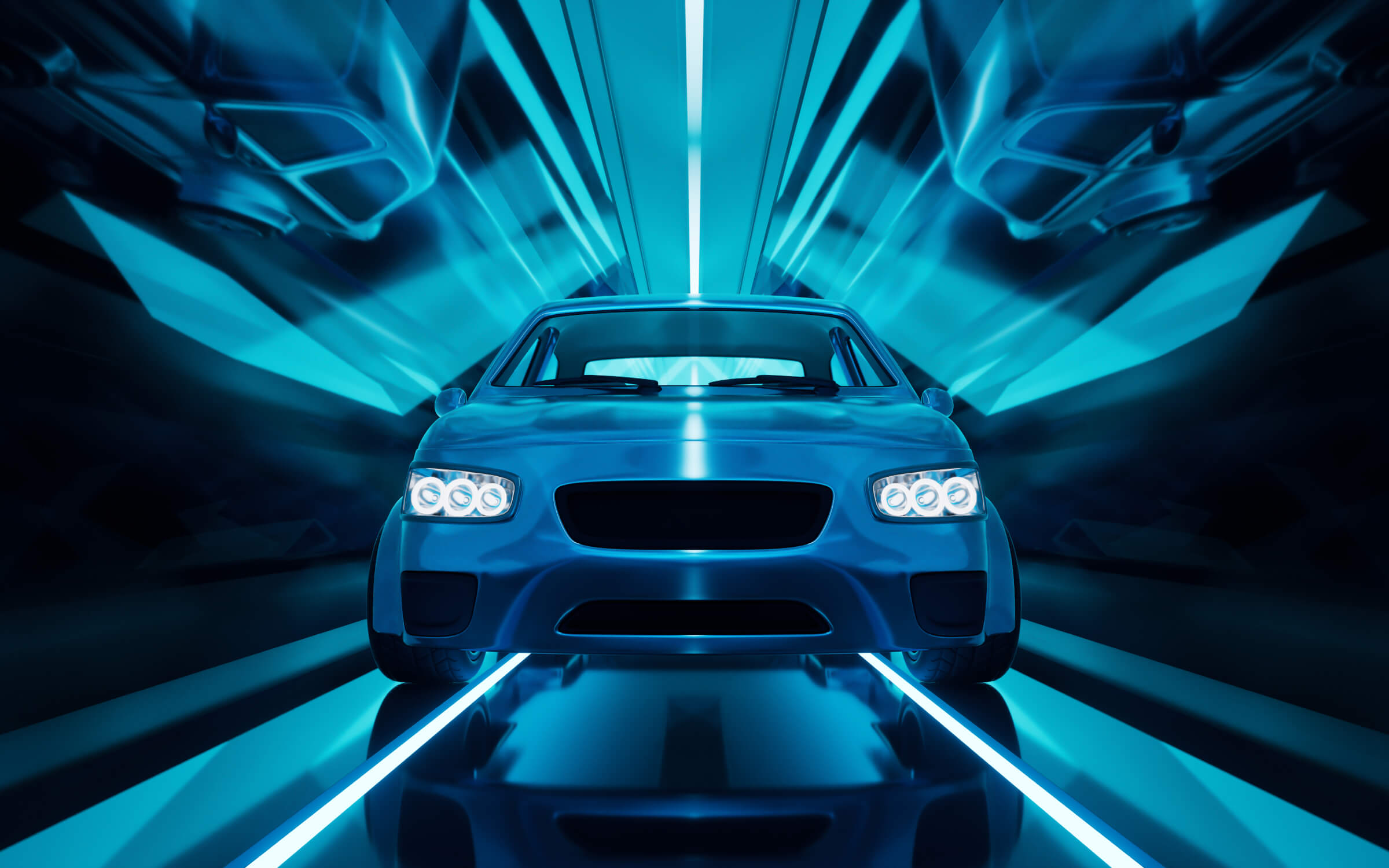 3D Blue Car Wallpaper | Murals Wallpaper