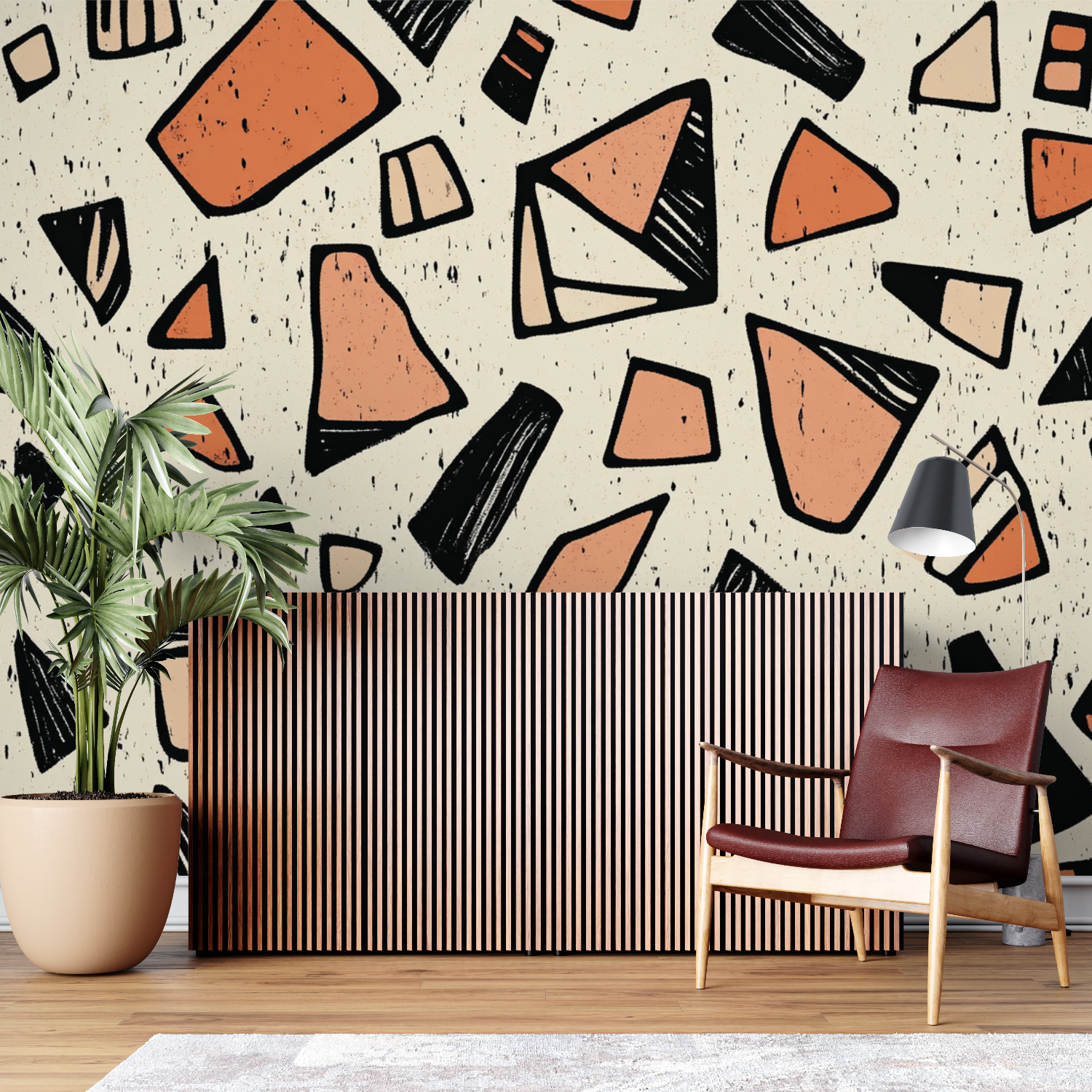 Abstract Geometric Terracotta Wallpaper | Murals Wallpaper