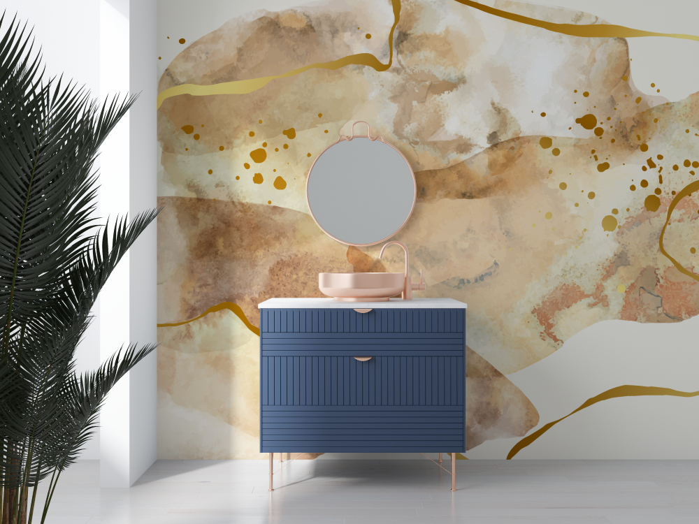 Gold Splash Wallpaper Bathroom | Murals Wallpaper
