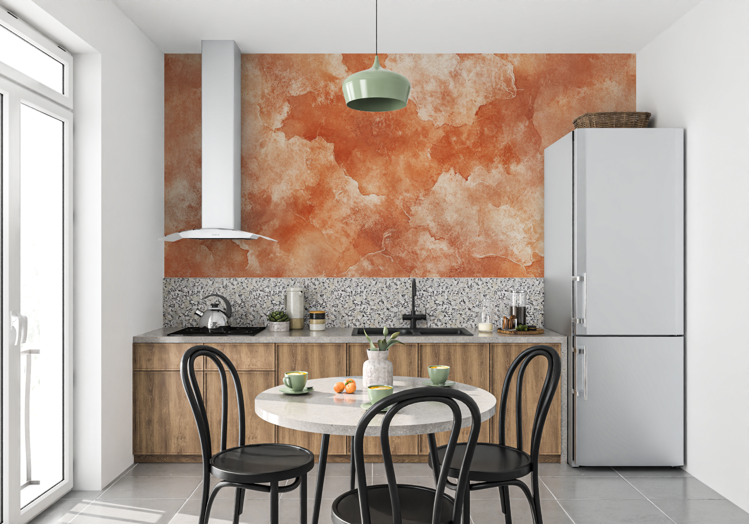 Terracotta Abstract Art Wallpaper | Murals Wallpaper