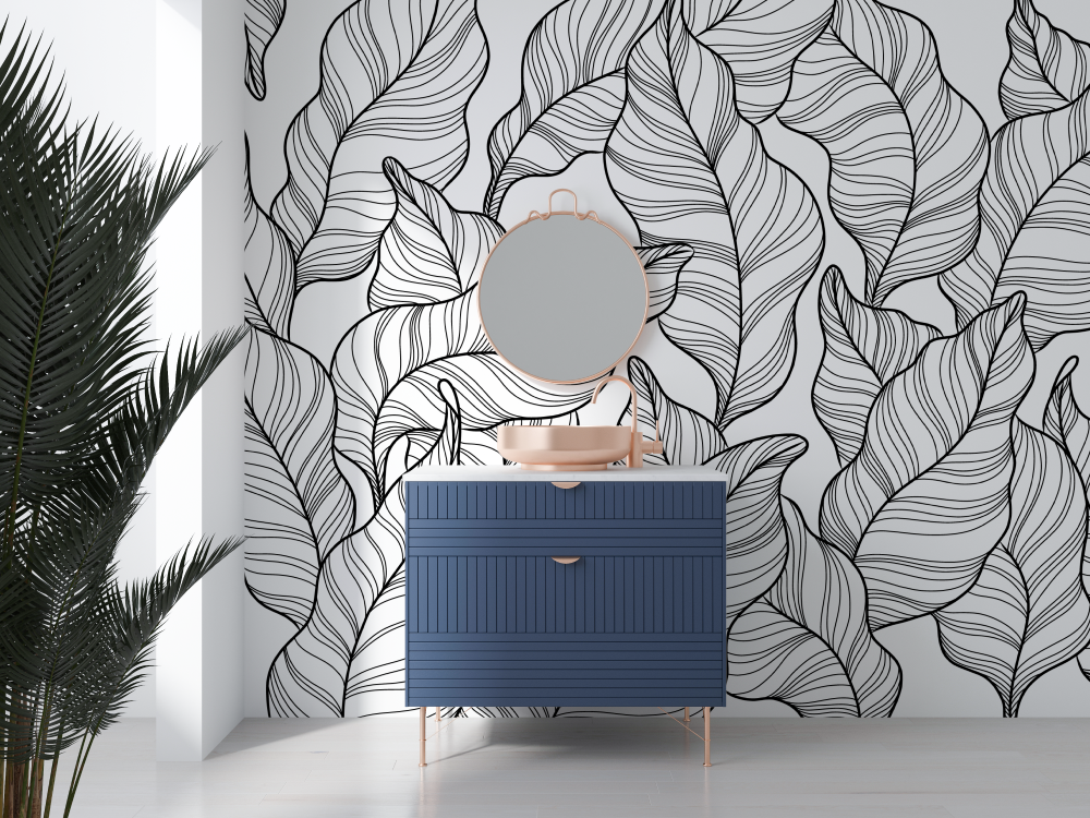 Black and White Wallpaper for Bathroom | Murals Wallpaper