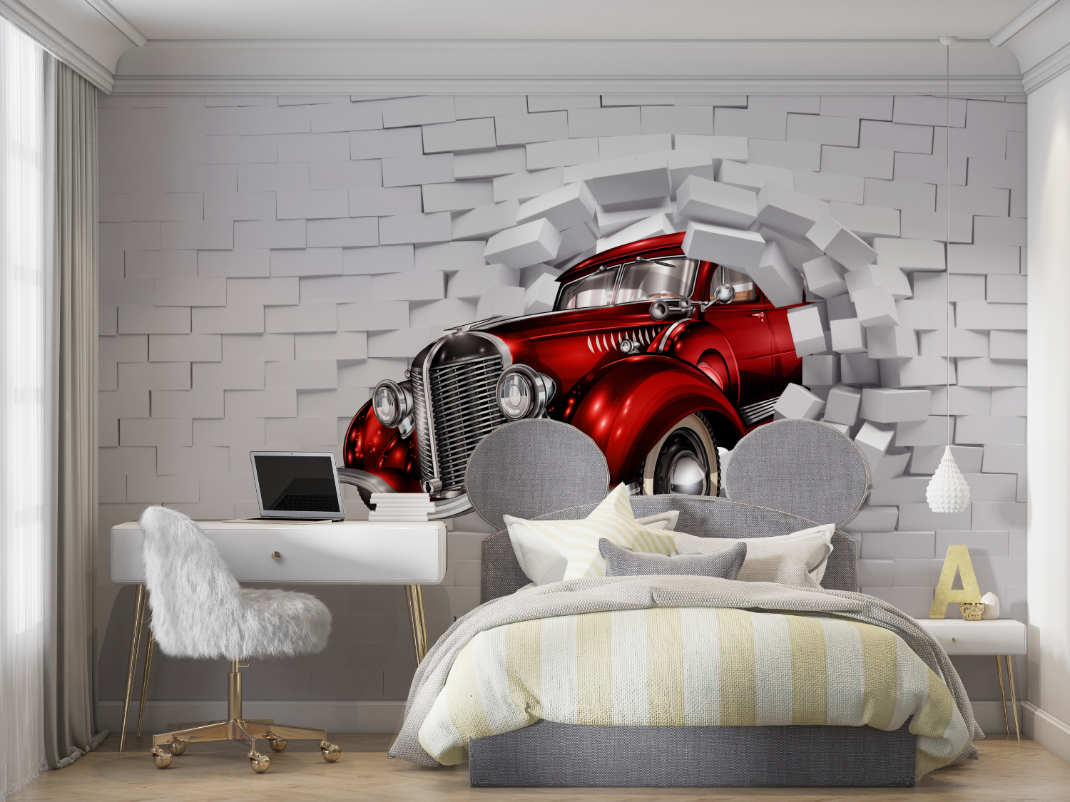 Car Boy Wallpaper 3D Effect | Murals Wallpaper