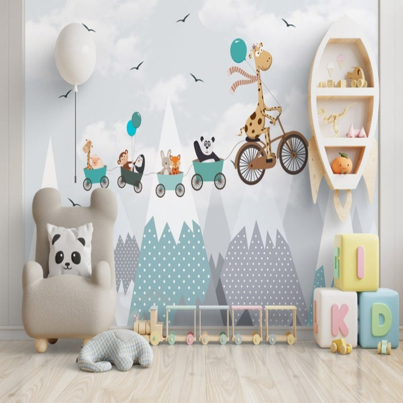 Papier Peint Bébé Classique <br/> Ballon Bleu Volant