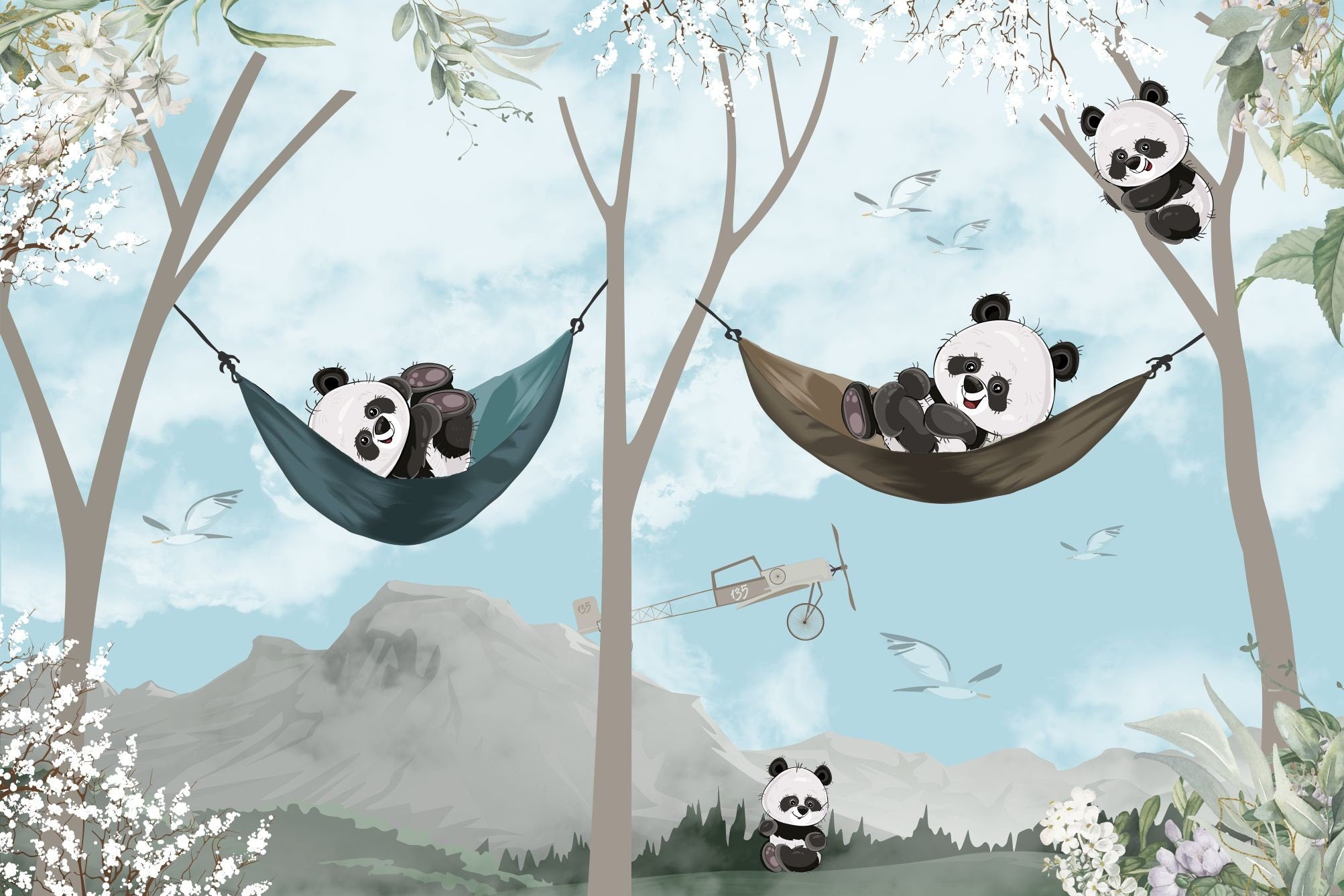 Animals Wallpaper <br/> Blue Panda Panoramic and Hammock - Second Image