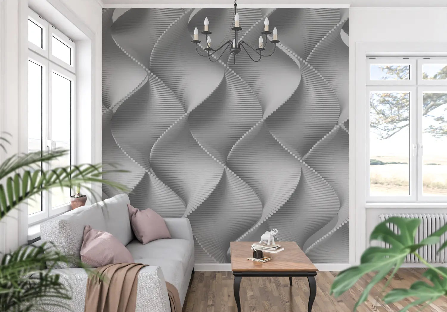 Papier Peint 3D Gris - tapisserie