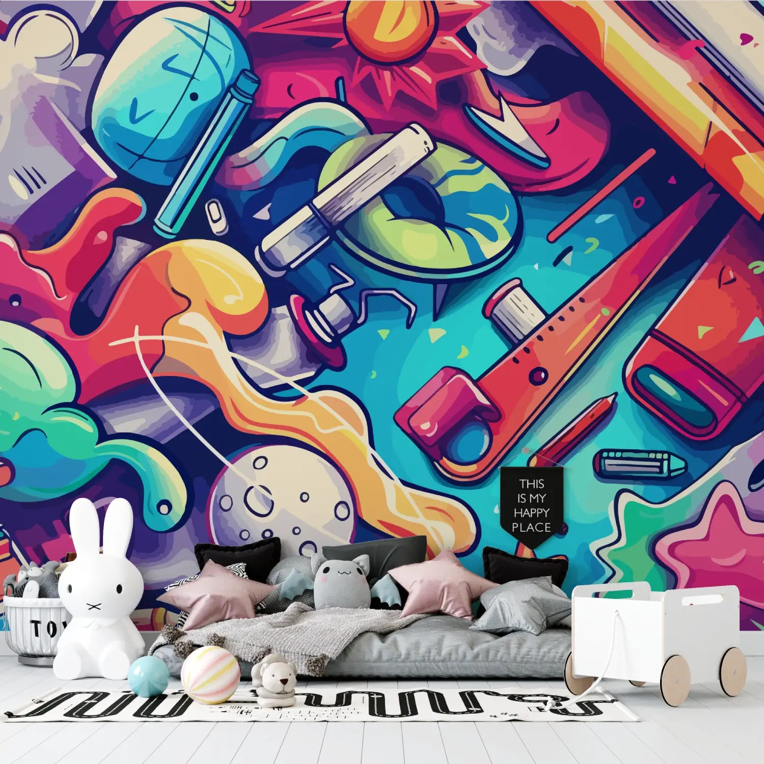 Papier Peint Ado Art Graffiti Design - chambre petit