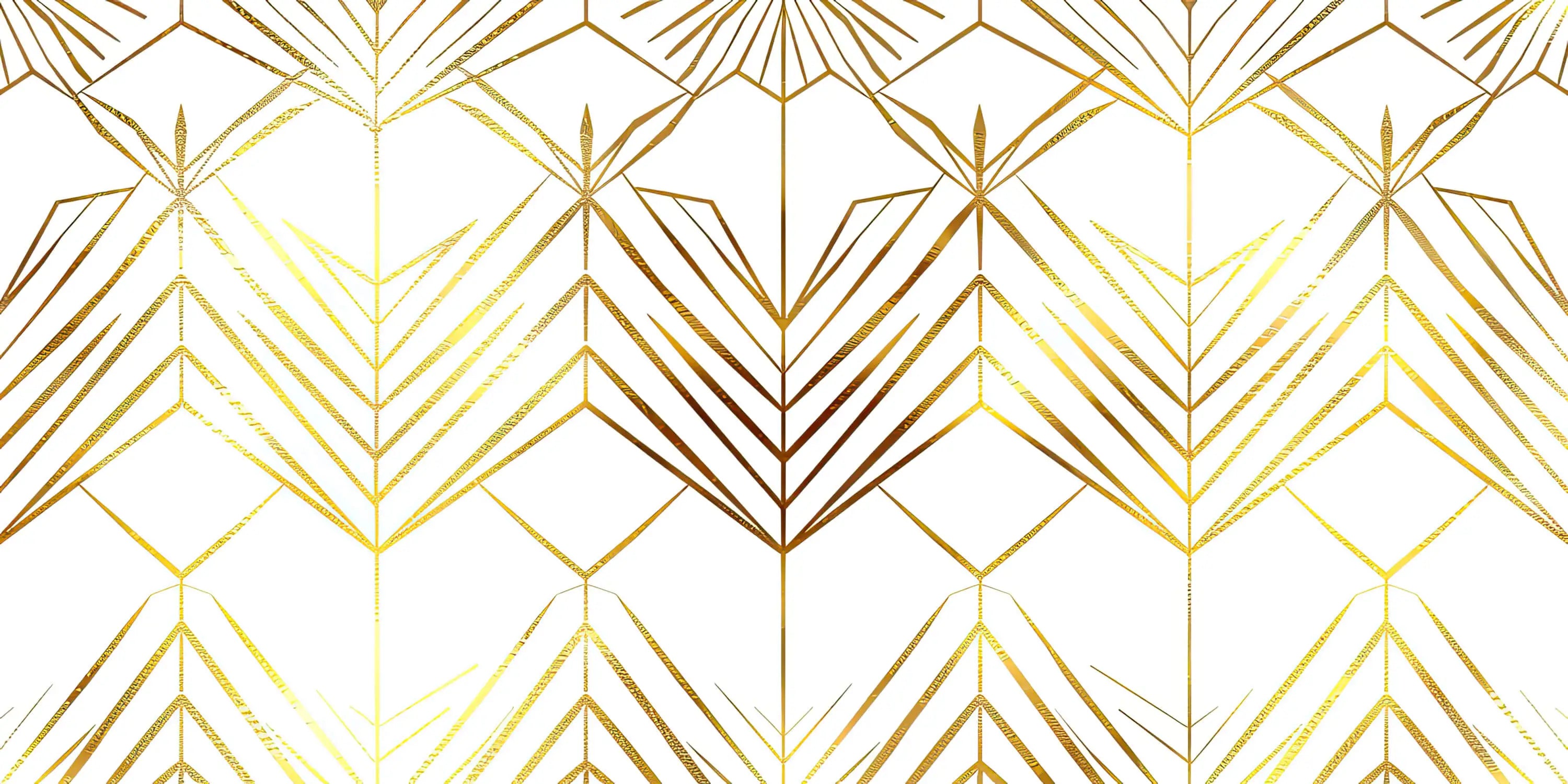 Papier Peint Art Deco Blanc Doré