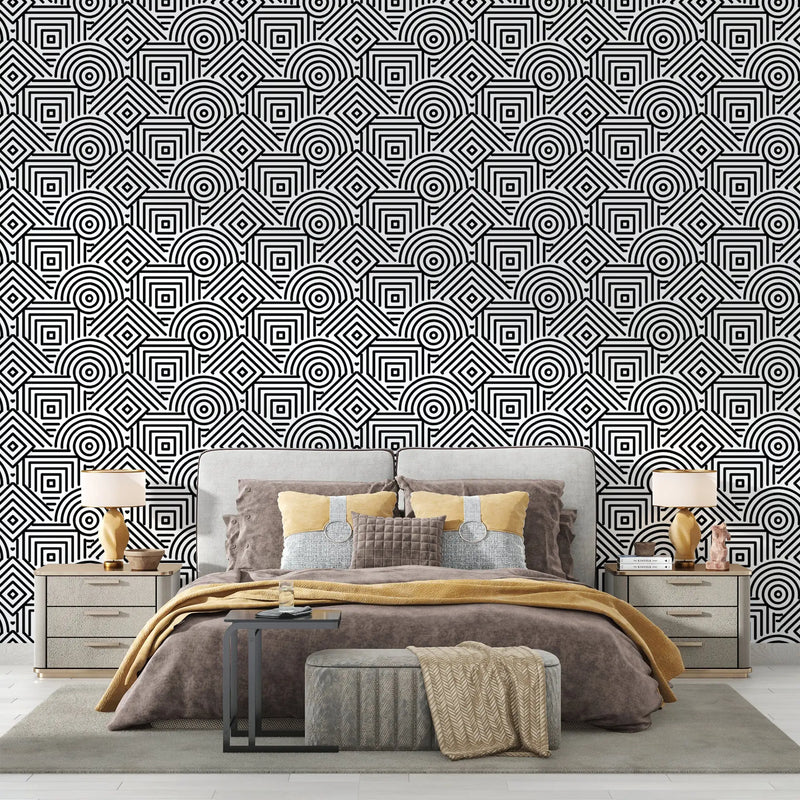 Black and White Art Deco Wallpaper