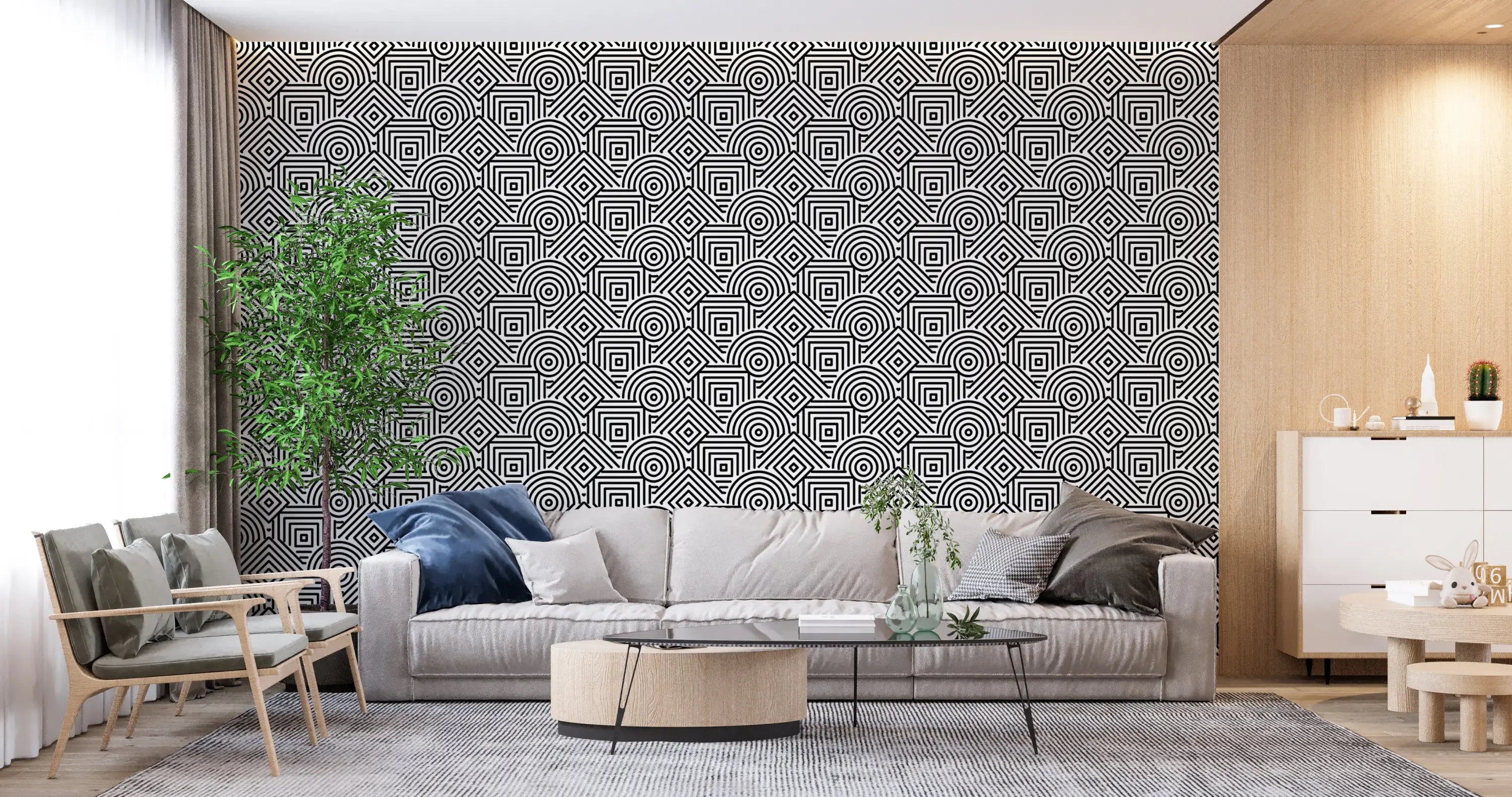 Black and White Art Deco Wallpaper - Second Image