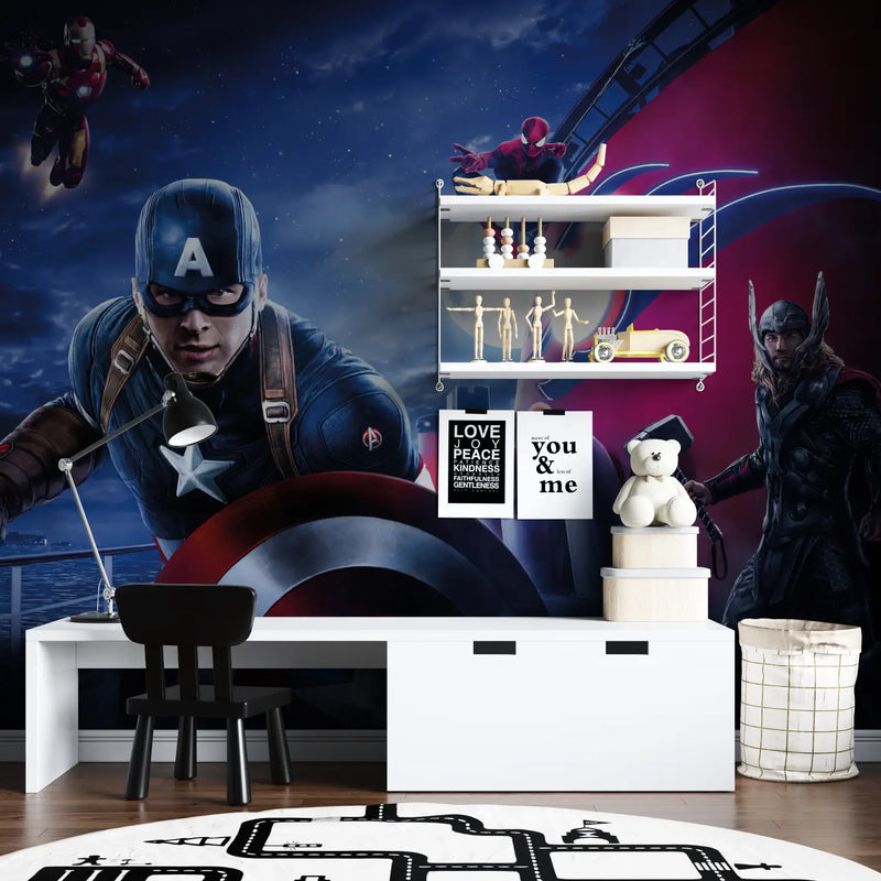 Papier Peint Avengers Panoramique - tapisserie spiderman