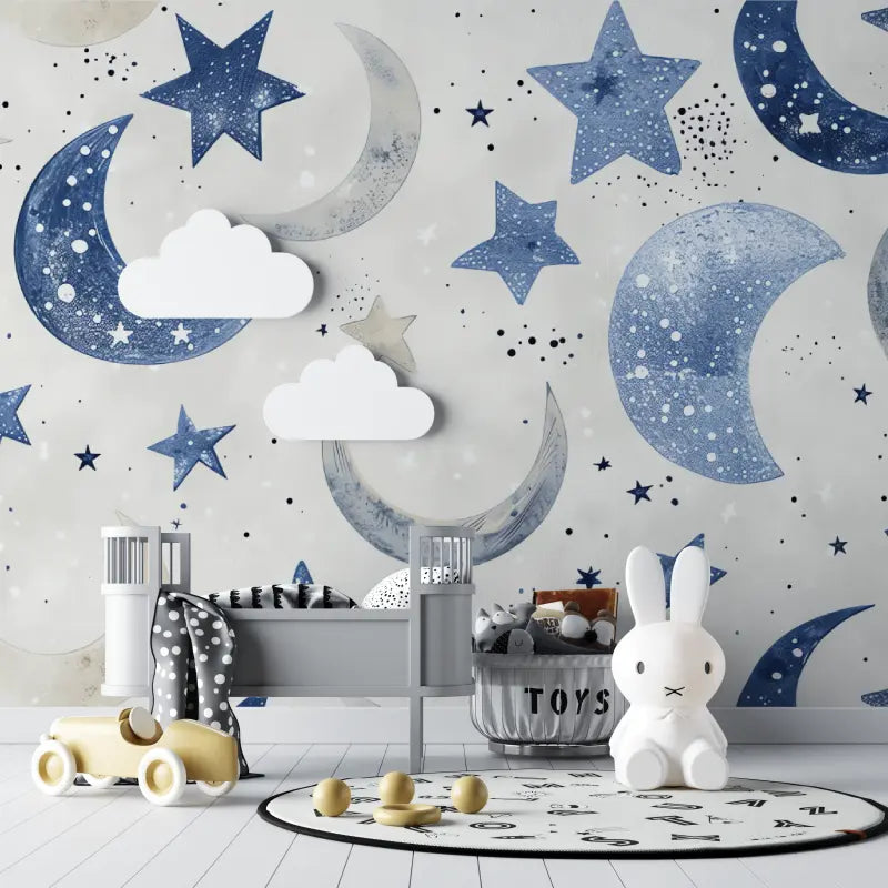 Baby wallpaper Celestial stars blue - Second Image