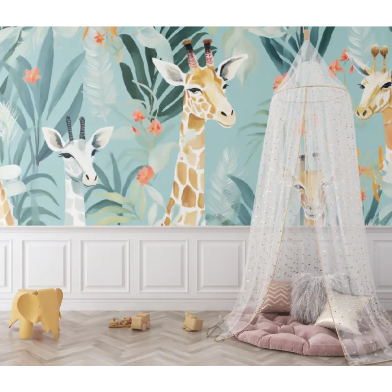 Papier Peint Bébé Giraffe Design - chambre bébé