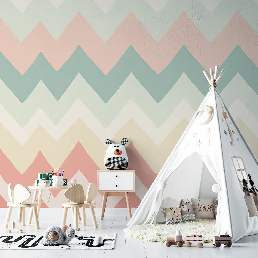 Papier peint bébé Motifs chevrons design - chambre de bebe