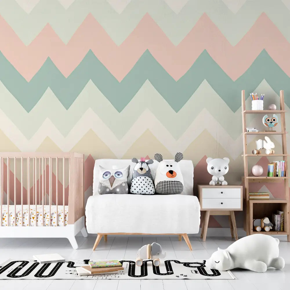 Papier peint bébé Motifs chevrons design - bebe tipi