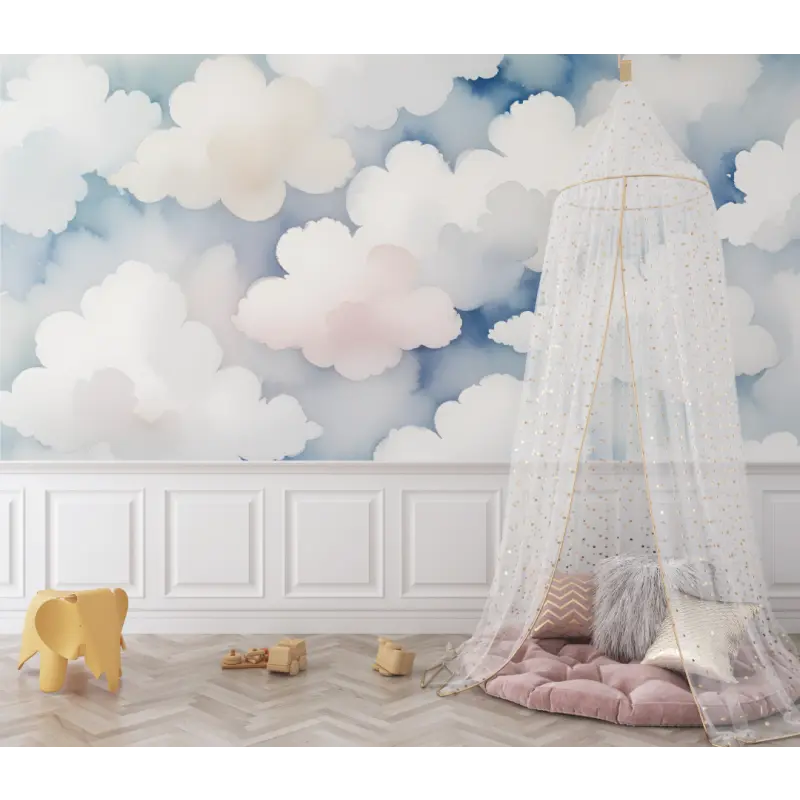 Papier peint bébé Nuages moelleux - bebe