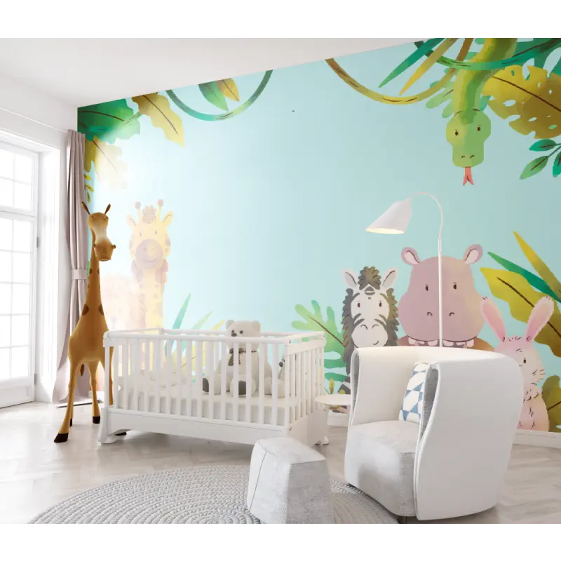 Papier Peint Bébé Safari et Jungle - chambre de bebe