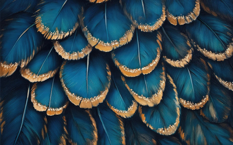 Papier Peint Bleu Paon Plumes