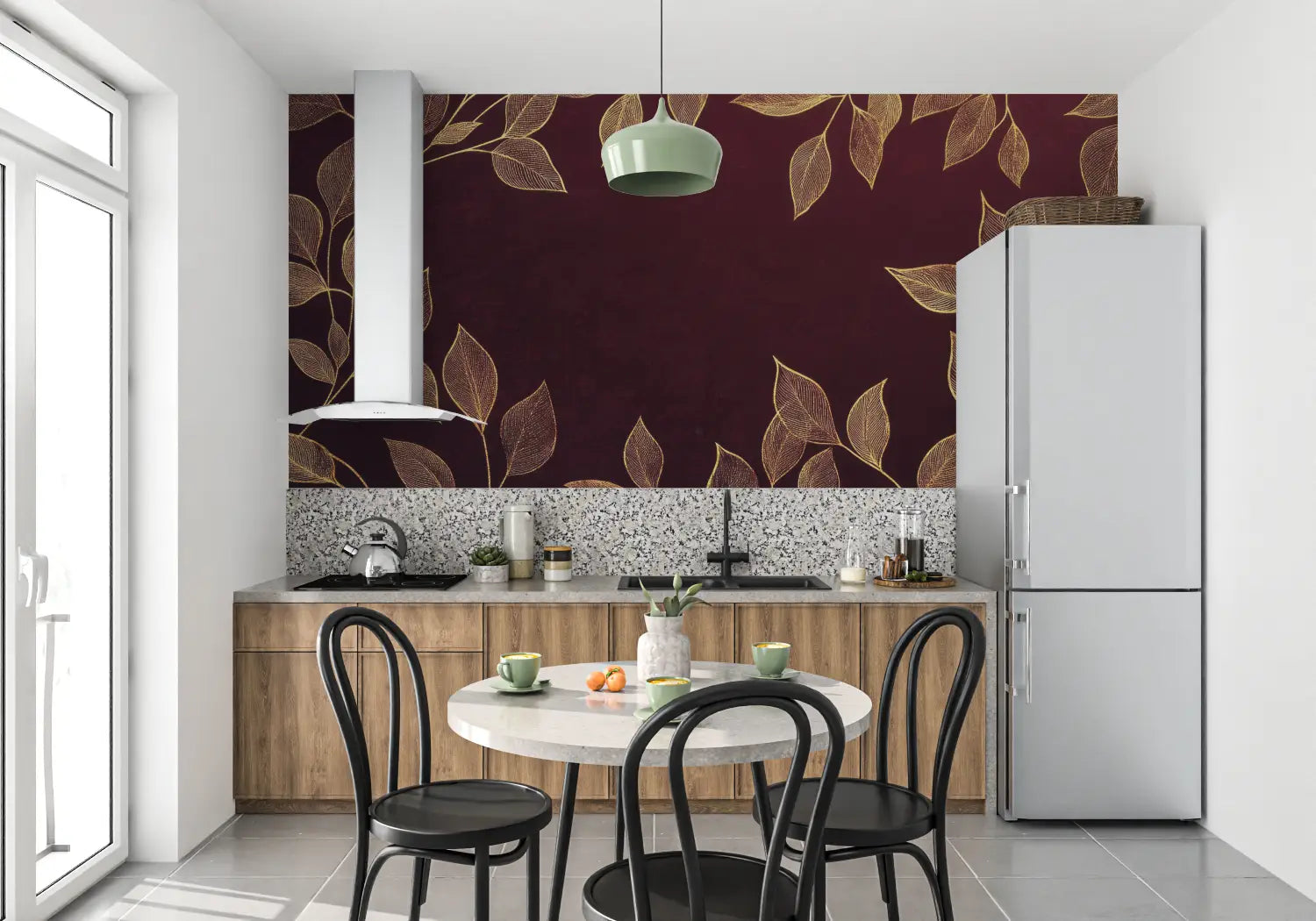 Papier Peint Bordeaux Et Or - tendance mur