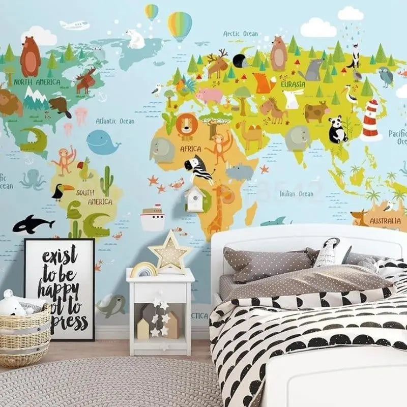 Decorazione della camera da letto con mappa del mondo - Second Image