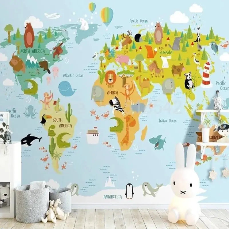 Papier Peint Carte du Monde Déco Chambre