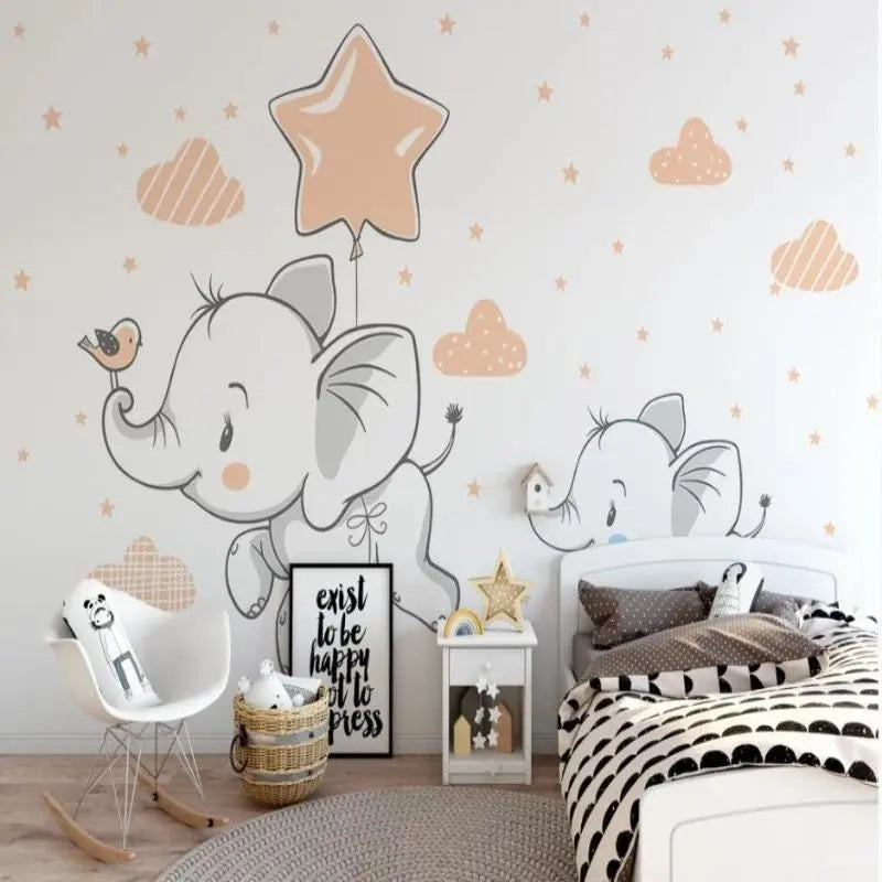 Elephant Theme Baby Room Wallpaper - Second Image