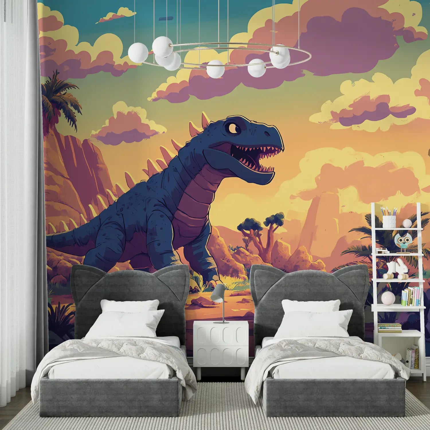 Papier Peint Dinosaure Chambre Enfants - chambre garçon lit