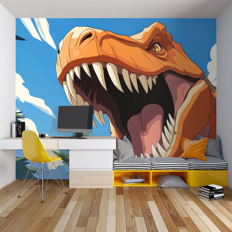 Papier Peint Dinosaure Chambre Garçon - chambre garçon lit