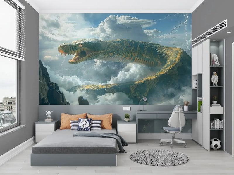 Papier Peint Dinosaure Serpent Géant - chambre petit