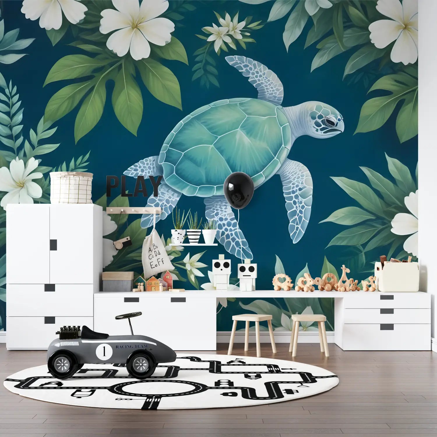 Papier Peint Enfant Tortue Tropicale - Second Image