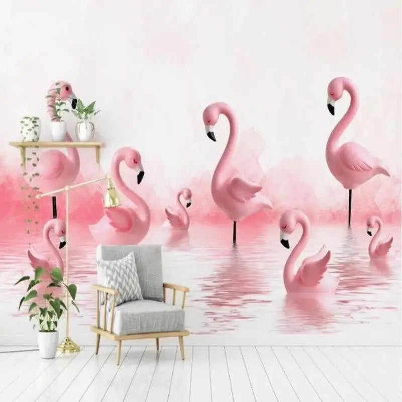 Papier Peint Flamant Rose Chambre Fille