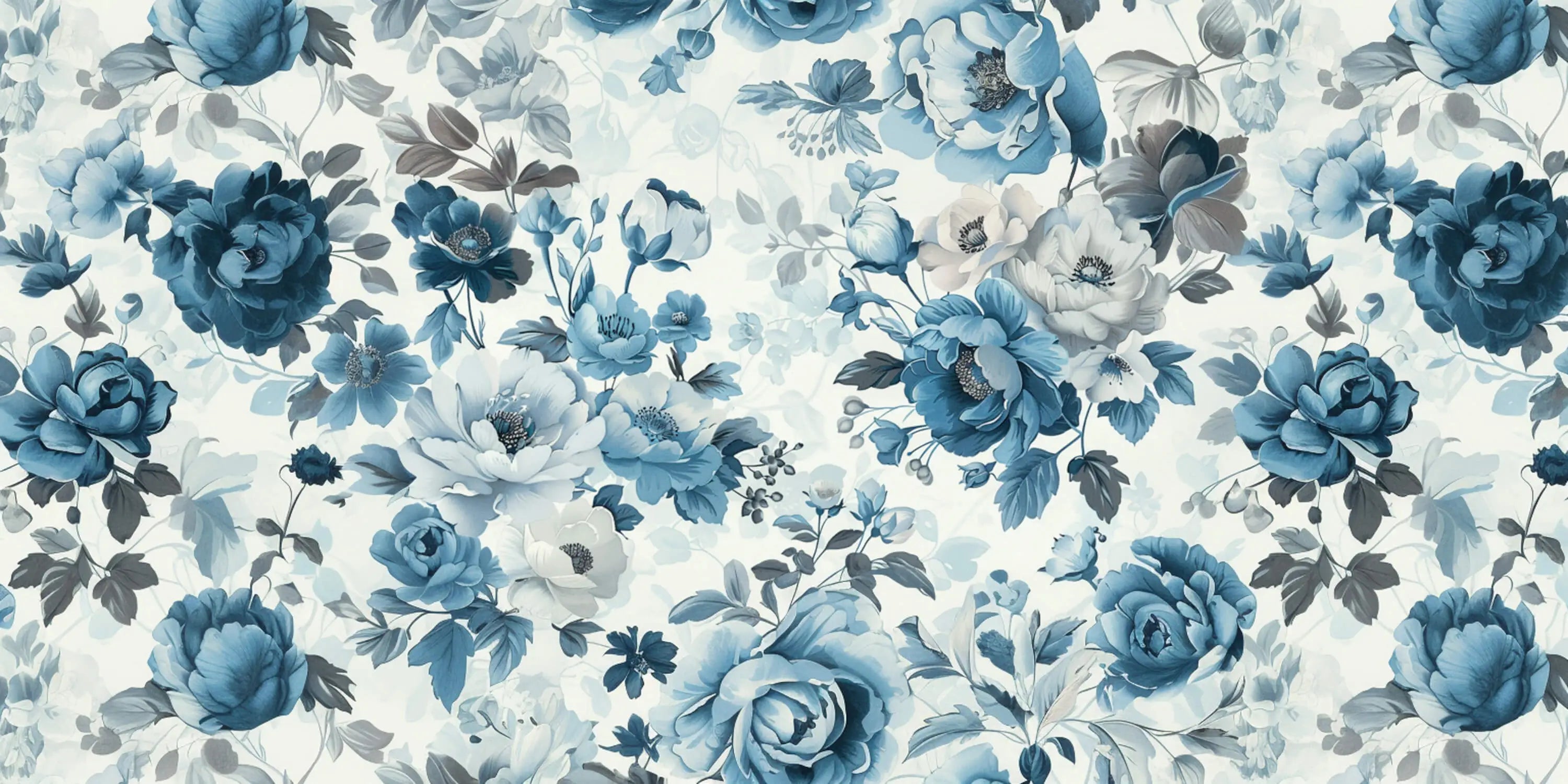 Papier Peint Fleuri Bleu