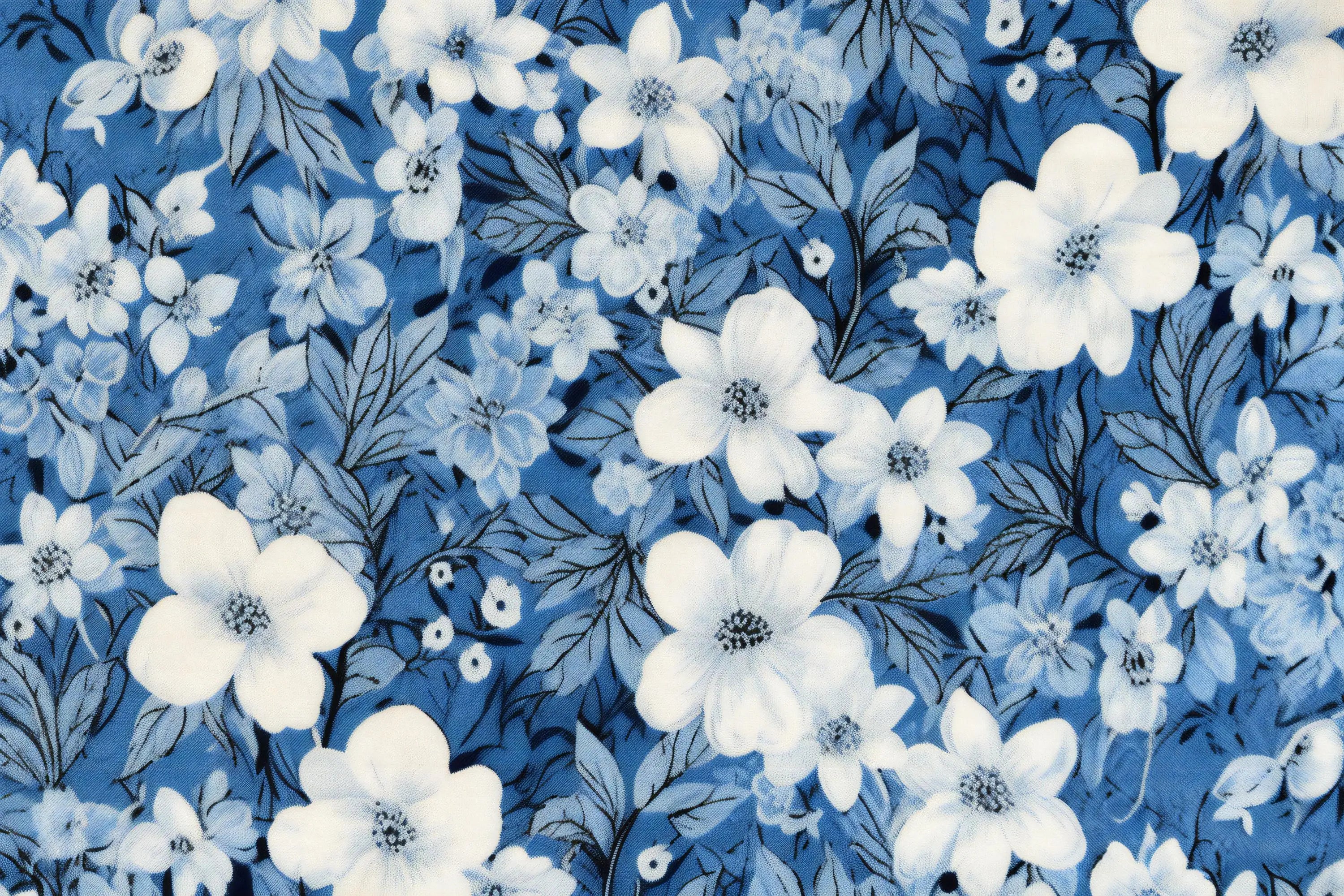 Blue Background Flowers Wallpaper