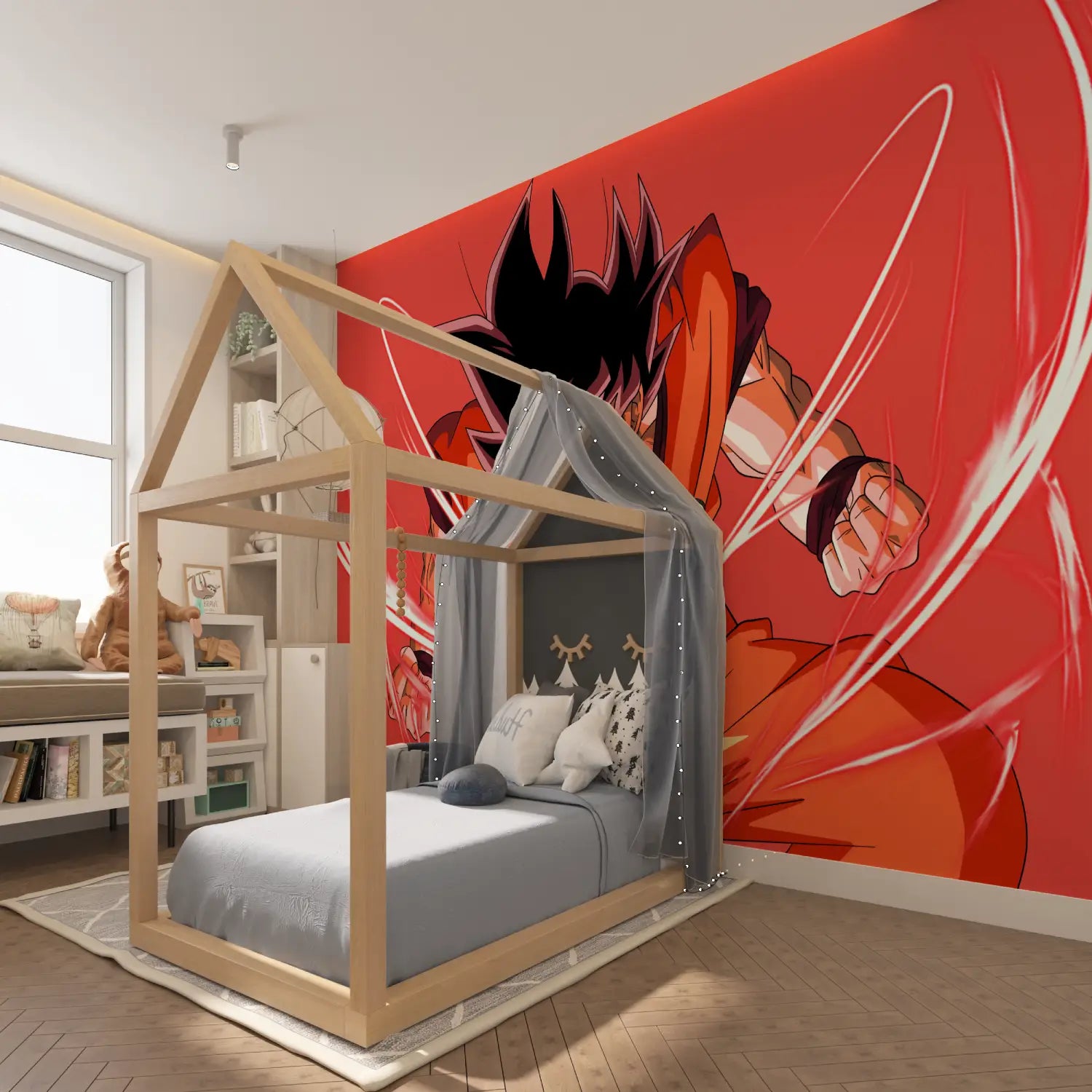 Papier Peint Goku Rouge - tapisserie garçon