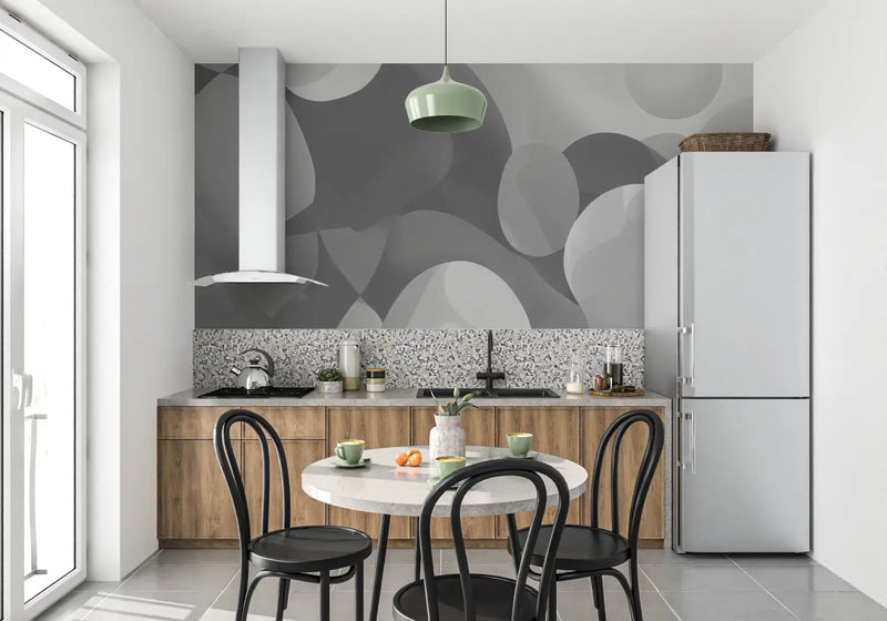 Papier Peint Gris Graphique - mur cuisine