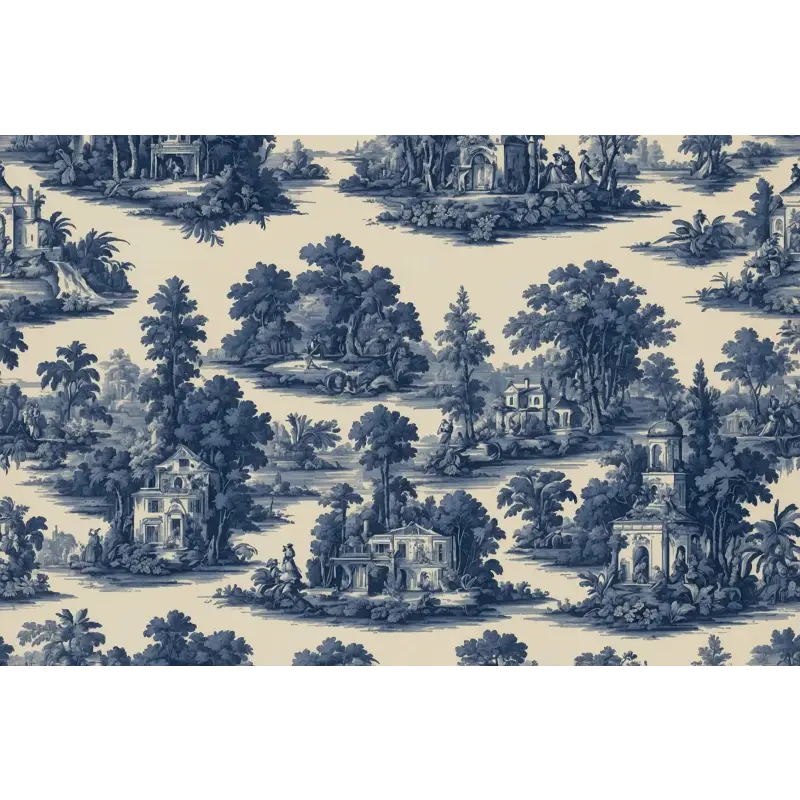 Papier Peint Jouy Motif Bleu